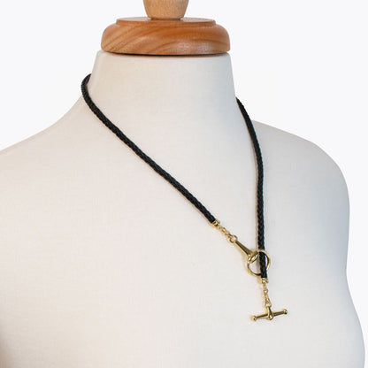 Urban Equestrian  Odeza - Horse Bit Toggle Equestrian Necklace Black and Gold