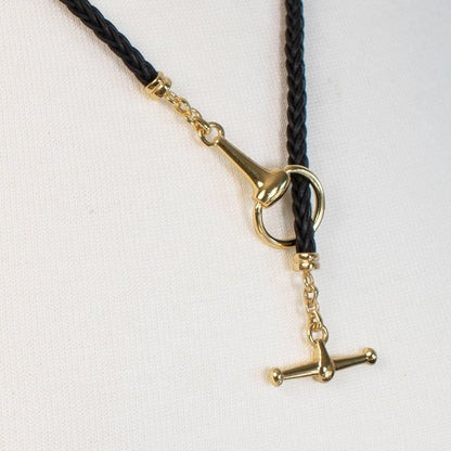 Urban Equestrian  Odeza - Horse Bit Toggle Equestrian Necklace Black and Gold