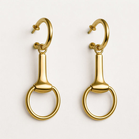 Urban Equestrian  Odeza - Equestrian Horse Bit Earring in 14K Gold on Sterling Silver