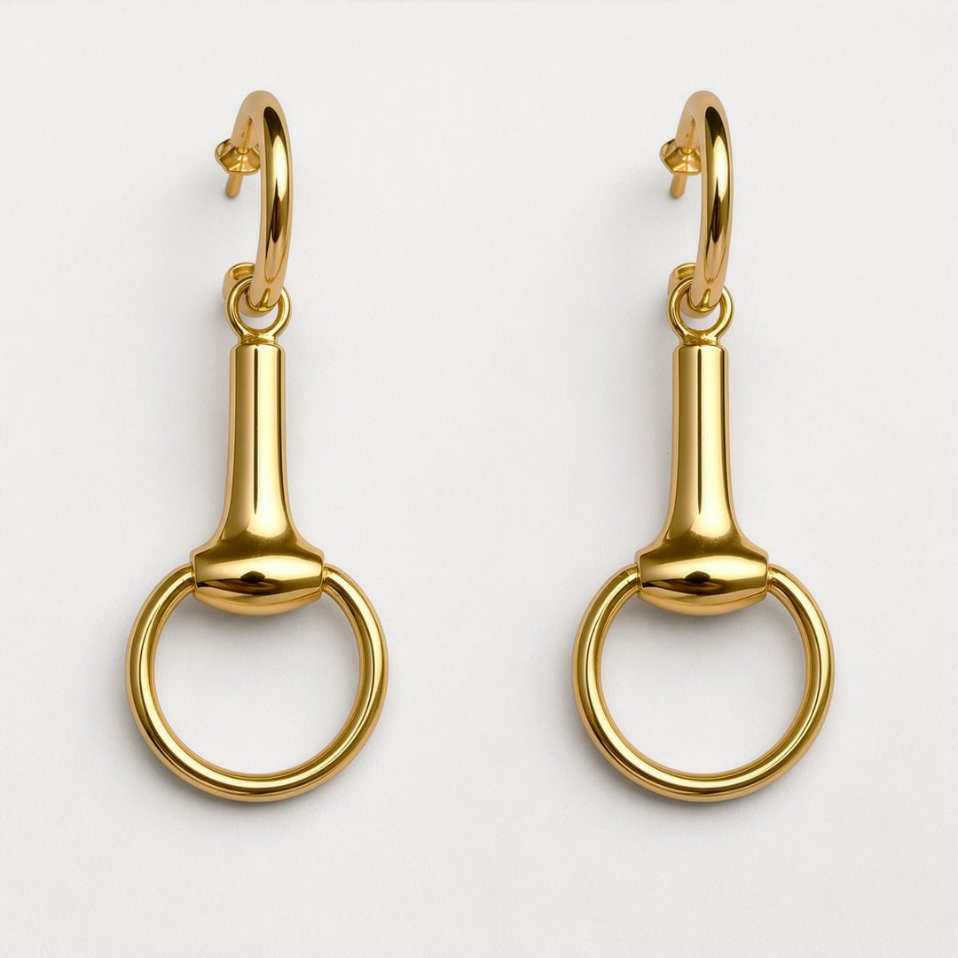 Urban Equestrian  Odeza - Equestrian Horse Bit Earring in 14K Gold on Sterling Silver