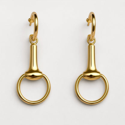 Urban Equestrian  Odeza - Equestrian Horse Bit Earring in 14K Gold on Sterling Silver