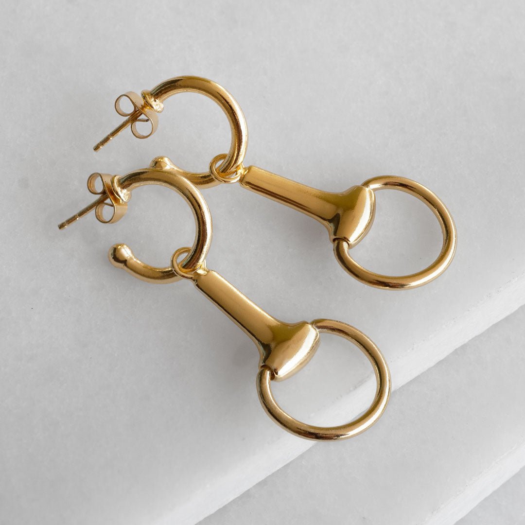 Urban Equestrian  Odeza - Equestrian Horse Bit Earring in 14K Gold on Sterling Silver