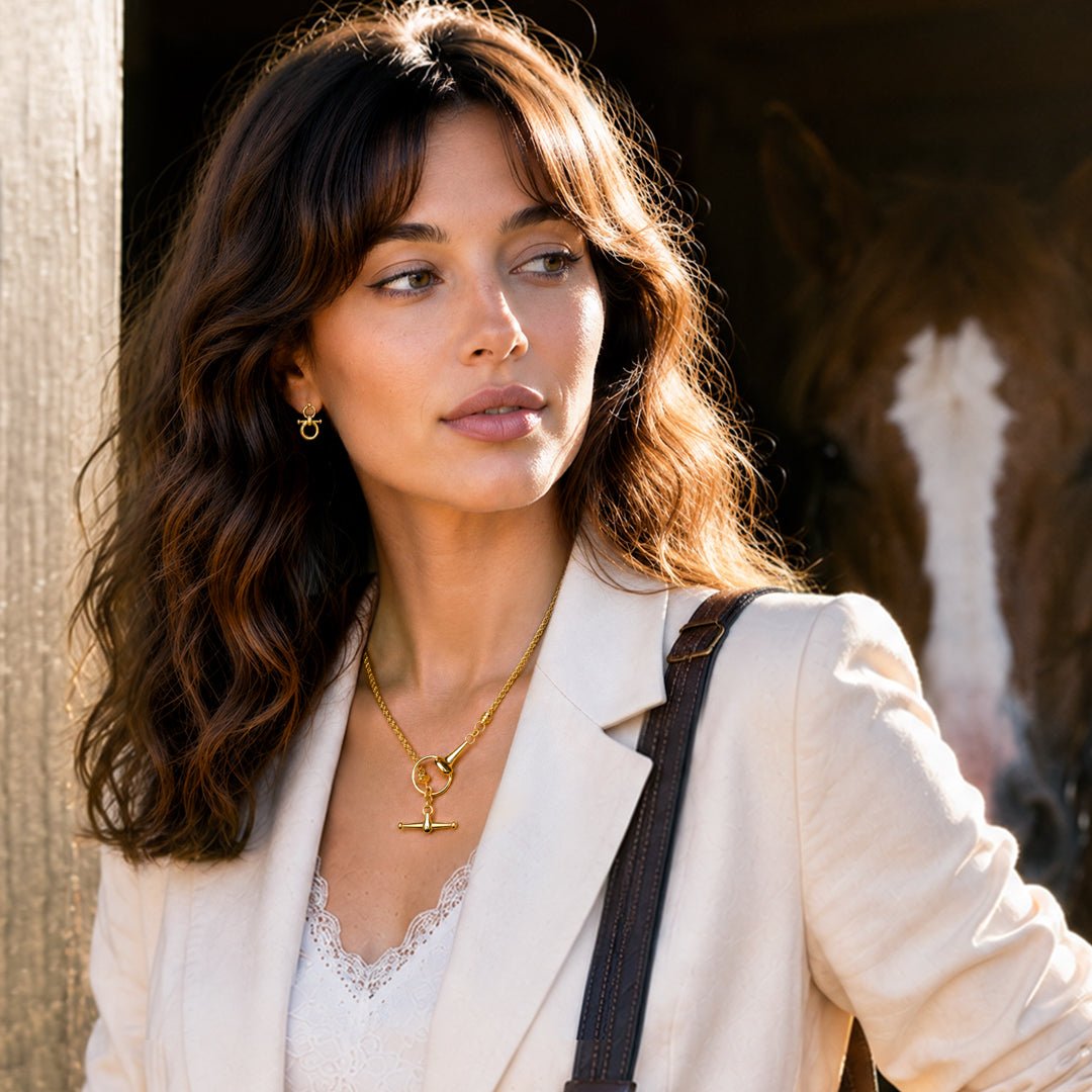 Urban Equestrian  Odeza - Horse Bit Toggle Equestrian Necklace in Gold