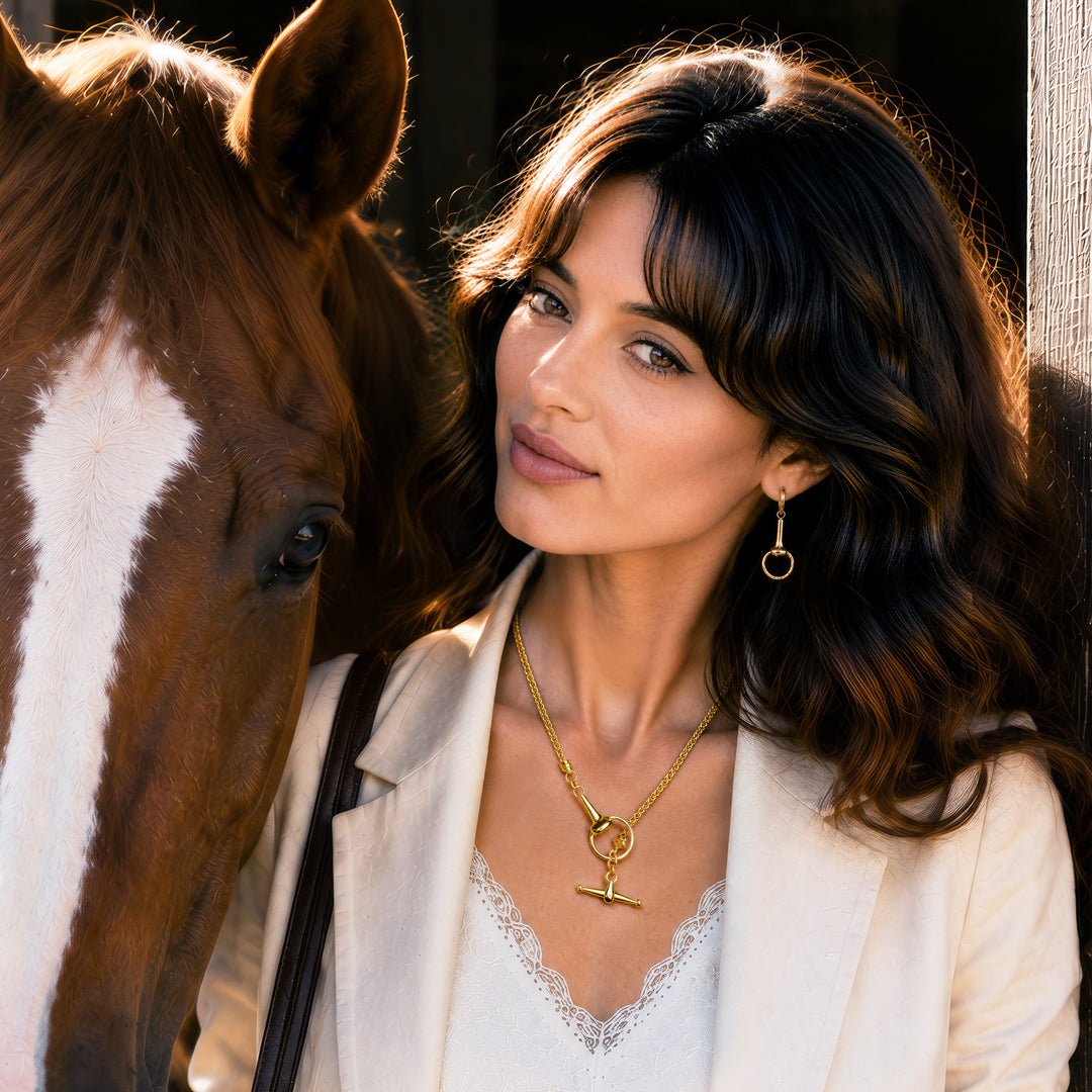 Urban Equestrian  Odeza - Horse Bit Toggle Equestrian Necklace in Gold
