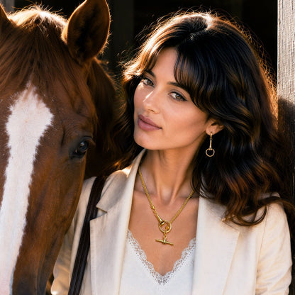 Urban Equestrian  Odeza - Horse Bit Toggle Equestrian Necklace in Gold
