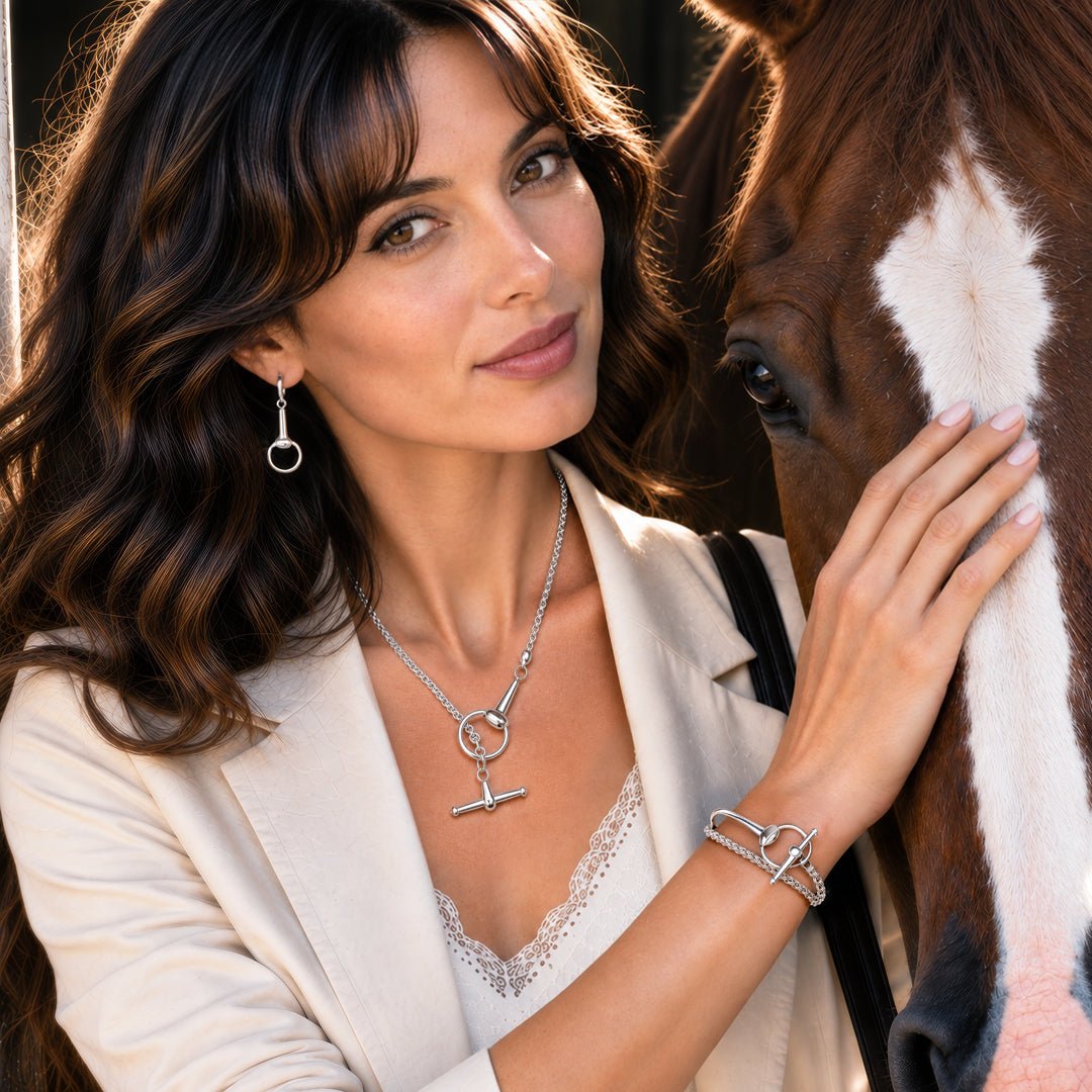 Urban Equestrian  Odeza - Horse Bit Toggle Equestrian Necklace in Silver