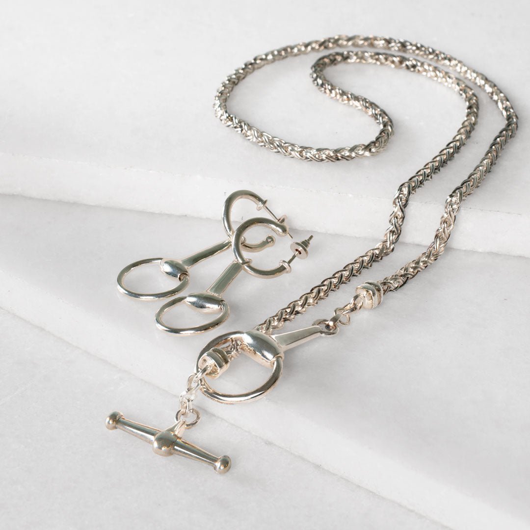 Urban Equestrian  Odeza - Horse Bit Toggle Equestrian Necklace in Silver