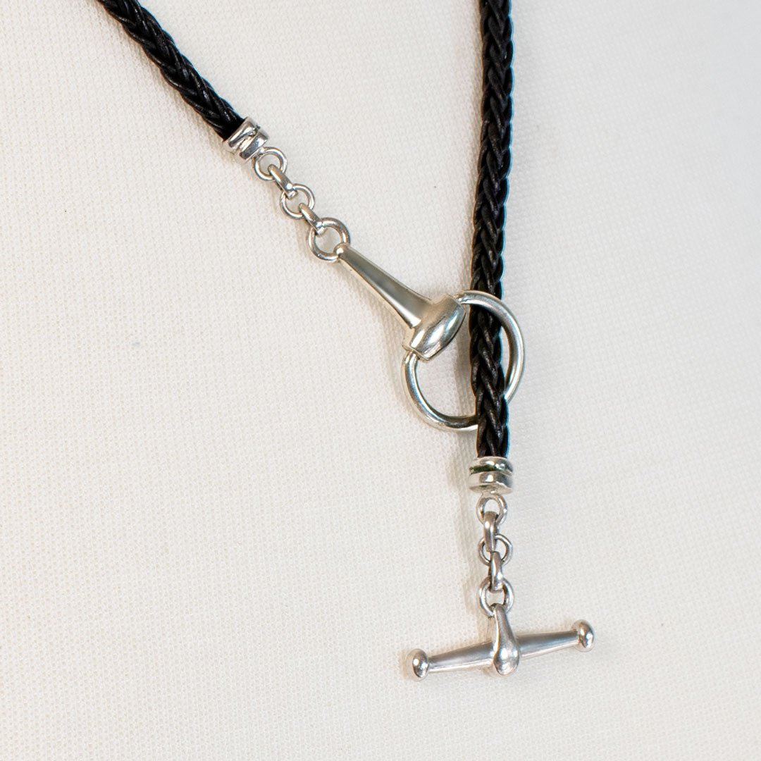Urban Equestrian  Odeza - Horse Bit Toggle Equestrian Necklace Black and Silver