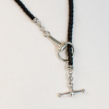 Urban Equestrian  Odeza - Horse Bit Toggle Equestrian Necklace Black and Silver