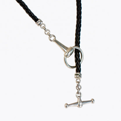 Urban Equestrian  Odeza - Horse Bit Toggle Equestrian Necklace Black and Silver