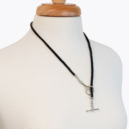 Urban Equestrian  Odeza - Horse Bit Toggle Equestrian Necklace Black and Silver