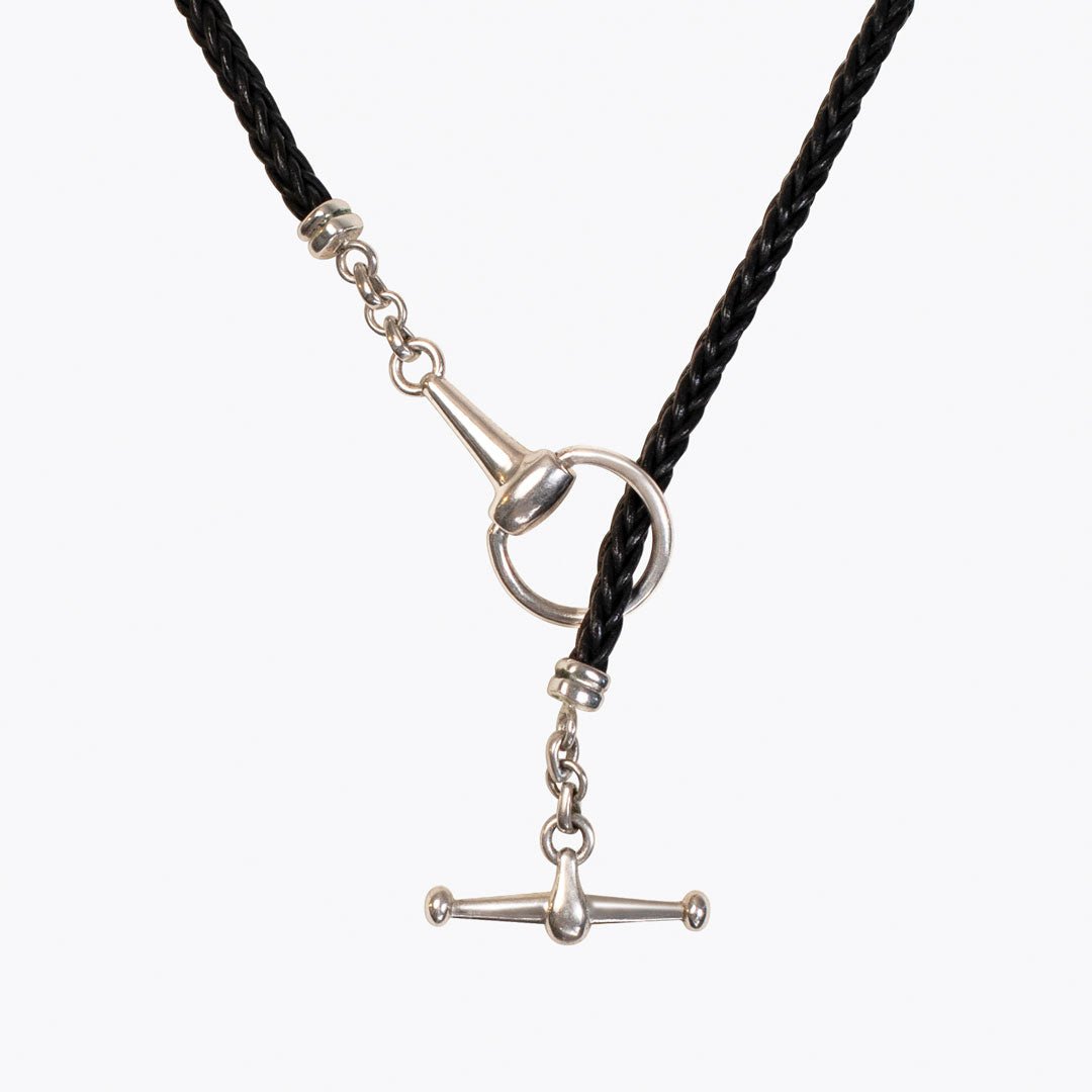 Urban Equestrian  Odeza - Horse Bit Toggle Equestrian Necklace Black and Silver