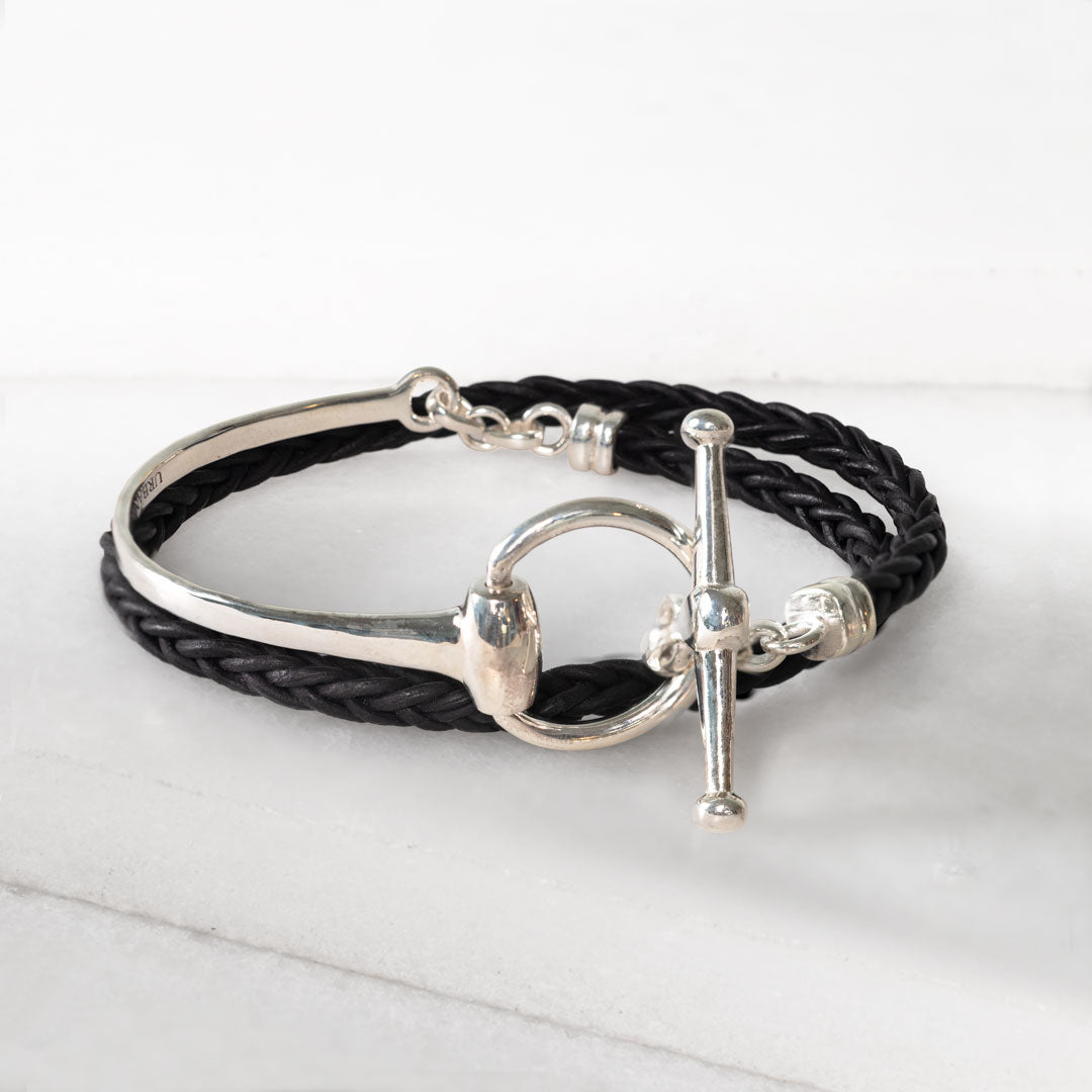 Urban Equestrian  Odeza - Horse Bit Toggle Equestrian Necklace Black and Silver