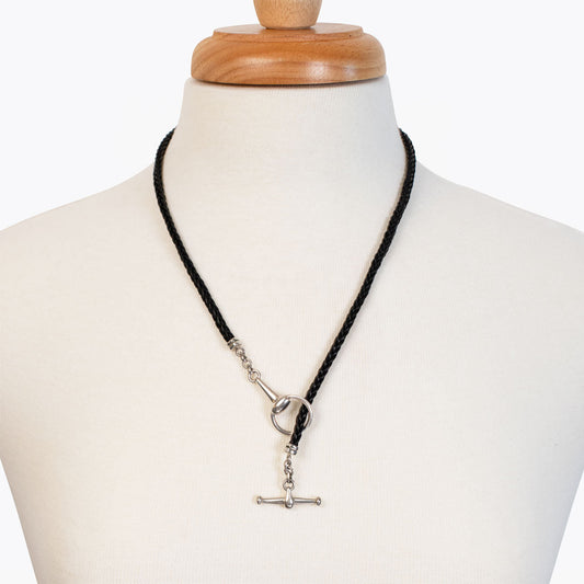 Urban Equestrian  Odeza - Horse Bit Toggle Equestrian Necklace Black and Silver