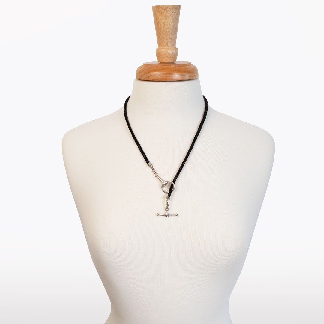 Urban Equestrian  Odeza - Horse Bit Toggle Equestrian Necklace Black and Silver