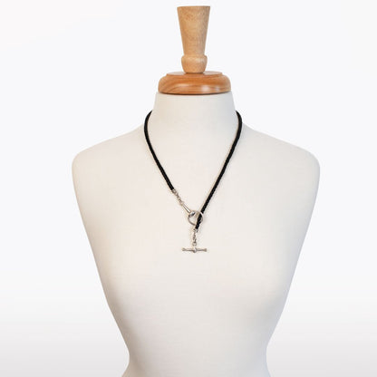 Urban Equestrian  Odeza - Horse Bit Toggle Equestrian Necklace Black and Silver