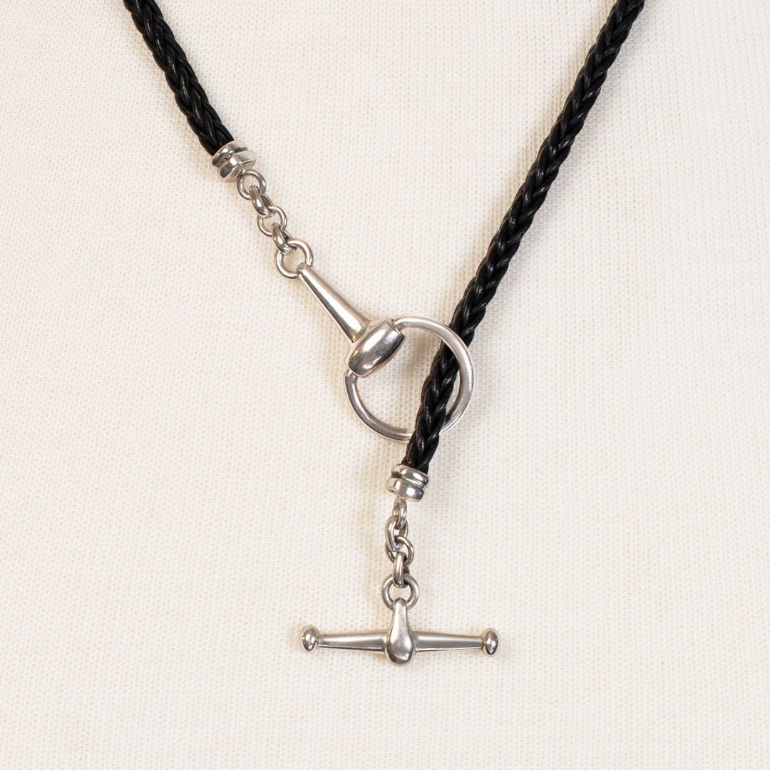 Urban Equestrian  Odeza - Horse Bit Toggle Equestrian Necklace Black and Silver