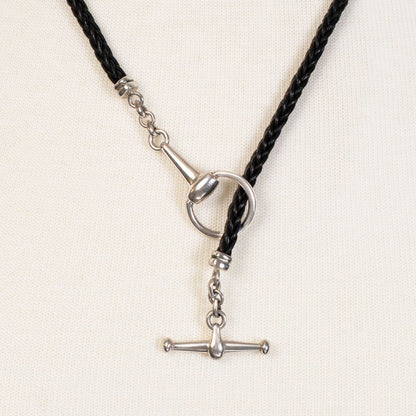 Urban Equestrian  Odeza - Horse Bit Toggle Equestrian Necklace Black and Silver