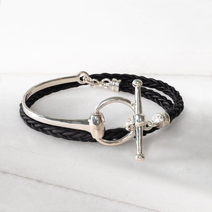 Odeza - Wrap Around Horse Bit Bracelet in Silver & Black
