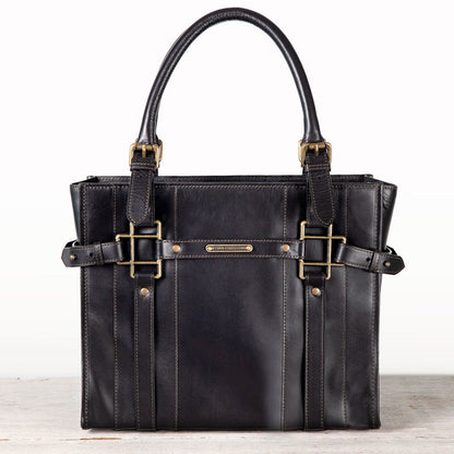 Urban Equestrian  Paddock -  Halter Tote Luxury Leather Handbag in Black