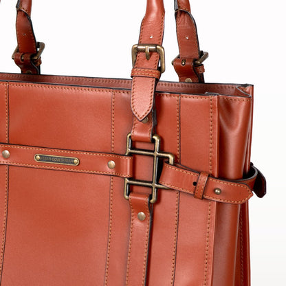 Urban Equestrian  Paddock -  Halter Tote Luxury Leather Handbag in Cognac