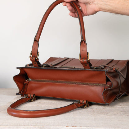 Urban Equestrian  Paddock -  Halter Tote Luxury Leather Handbag in Cognac