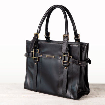 Urban Equestrian  Paddock -  Halter Tote Luxury Leather Handbag in Black