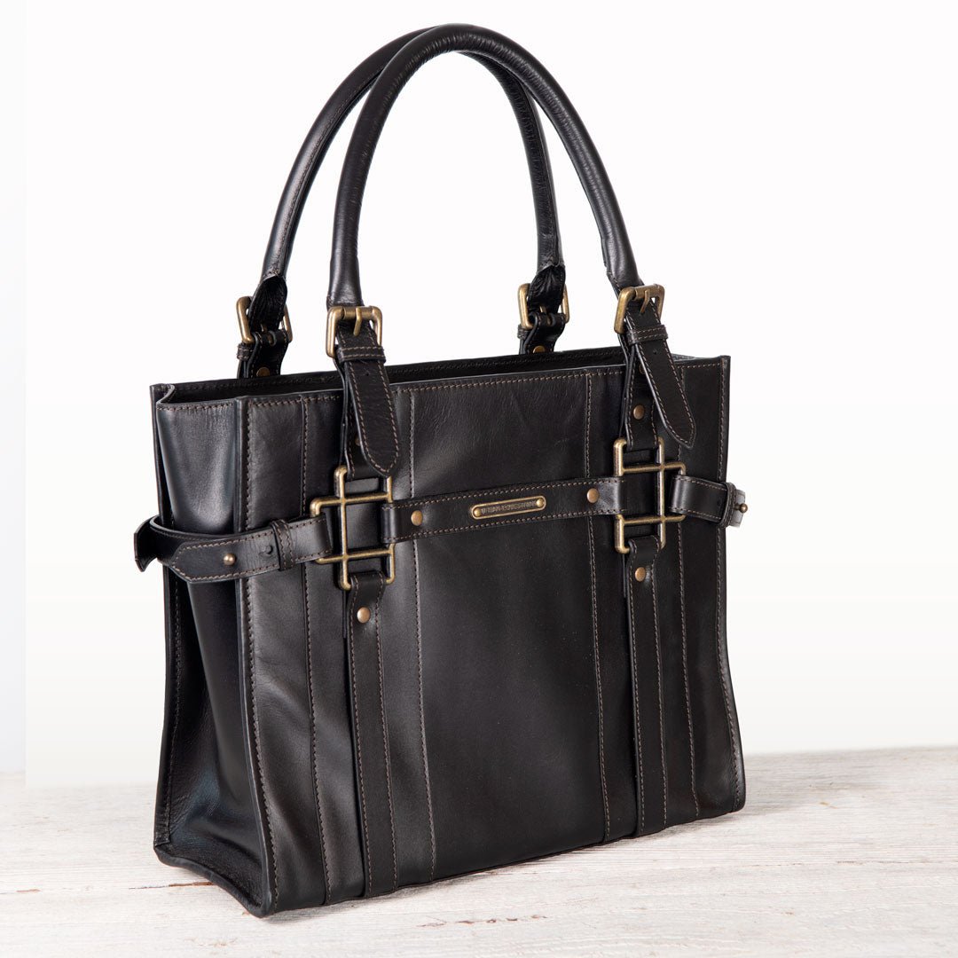 Urban Equestrian  Paddock -  Halter Tote Luxury Leather Handbag in Black