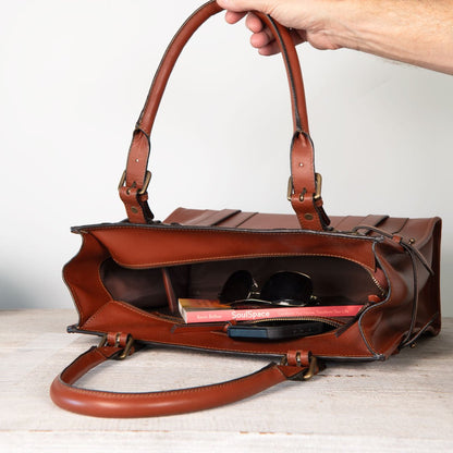 Urban Equestrian  Paddock -  Halter Tote Luxury Leather Handbag in Cognac