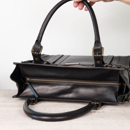 Urban Equestrian  Paddock -  Halter Tote Luxury Leather Handbag in Black