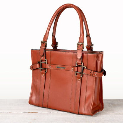 Urban Equestrian  Paddock -  Halter Tote Luxury Leather Handbag in Cognac