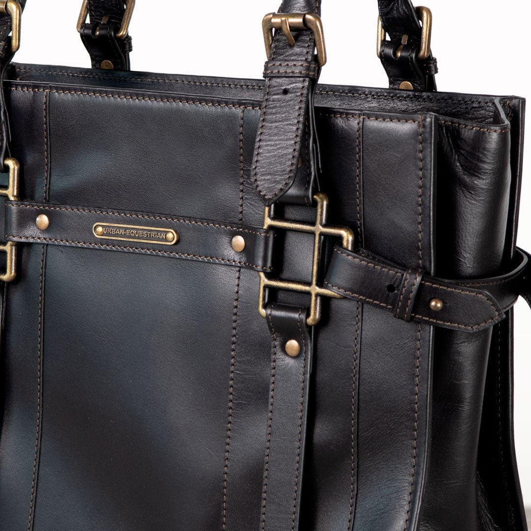 Urban Equestrian  Paddock -  Halter Tote Luxury Leather Handbag in Black