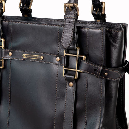 Urban Equestrian  Paddock -  Halter Tote Luxury Leather Handbag in Black