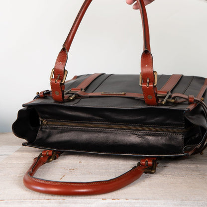Urban Equestrian  Paddock -  Halter Tote Luxury Leather Handbag in Cognac on Black