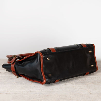Urban Equestrian  Paddock -  Halter Tote Luxury Leather Handbag in Cognac on Black