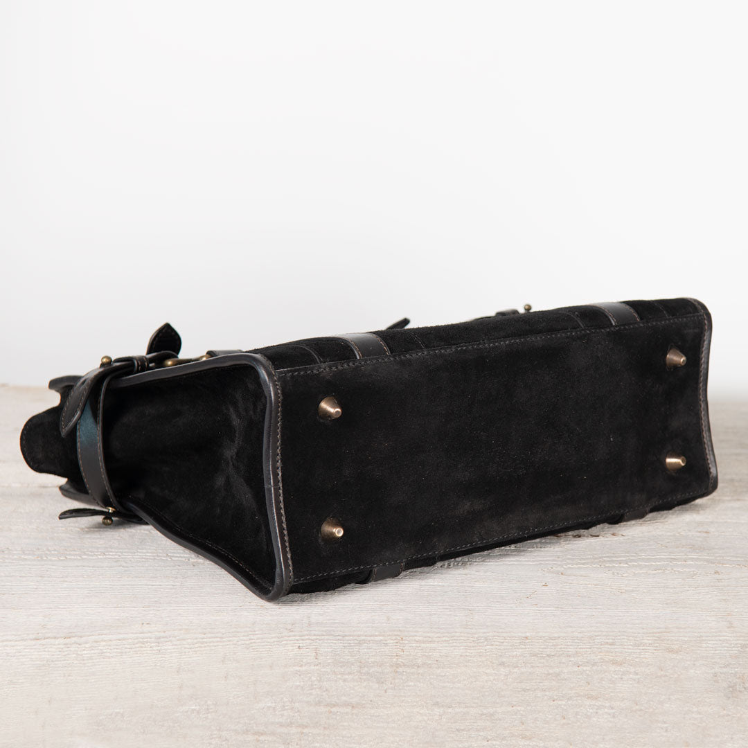 Urban Equestrian  Paddock -  Halter Tote Luxury Leather Handbag in Black on Black