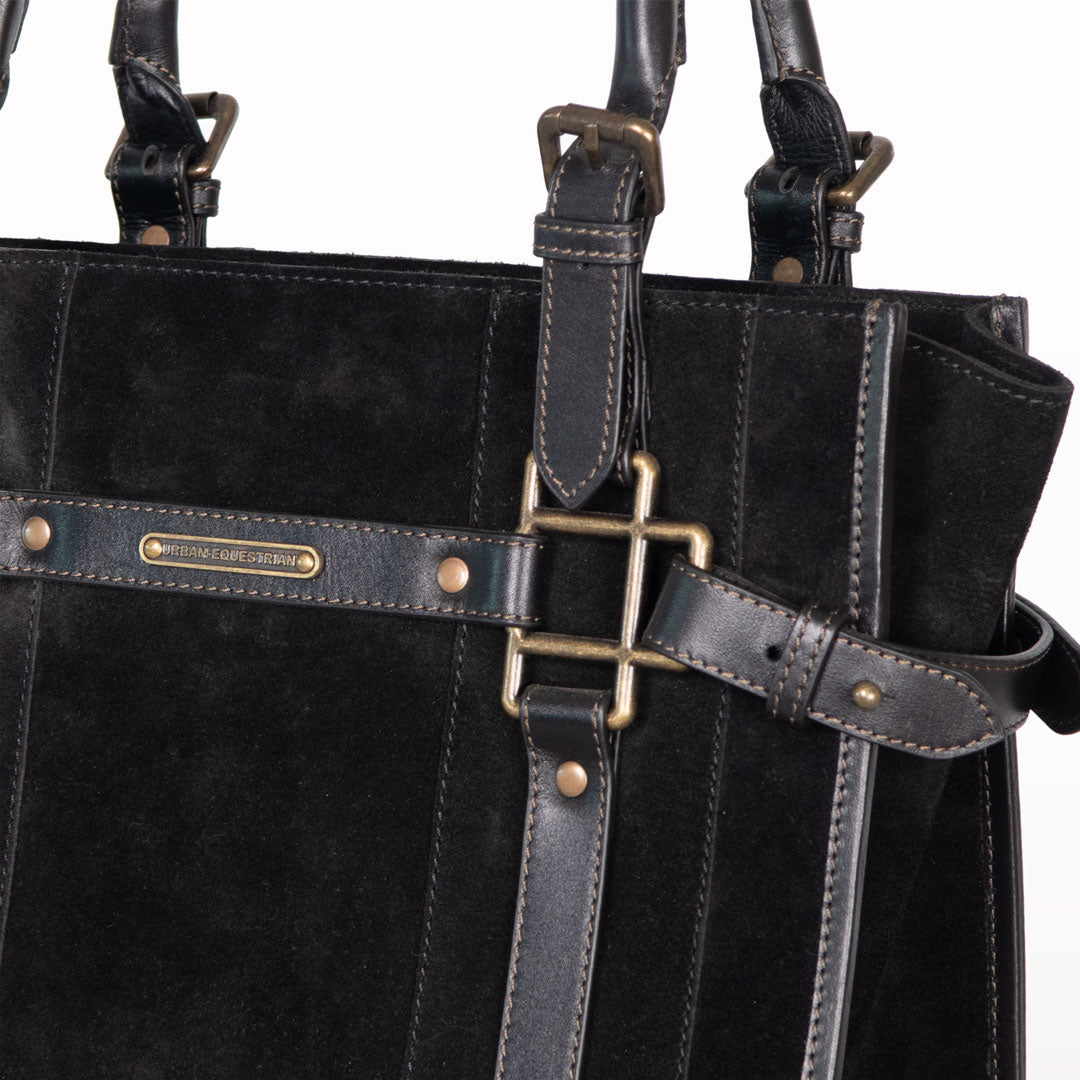 Urban Equestrian  Paddock -  Halter Tote Luxury Leather Handbag in Black on Black