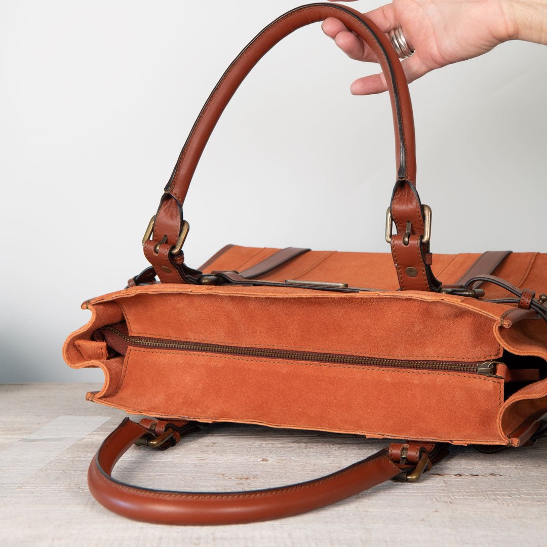 Urban Equestrian  Paddock -  Halter Tote Luxury Leather Handbag in Cognac on Cognac