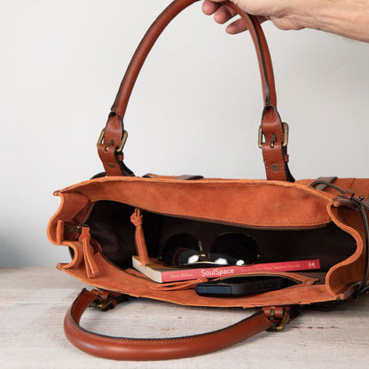 Urban Equestrian  Paddock -  Halter Tote Luxury Leather Handbag in Cognac on Cognac