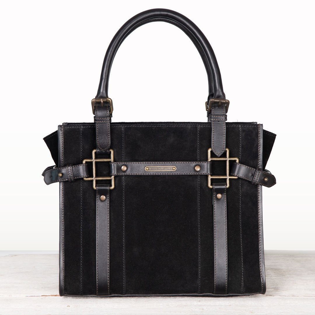 Urban Equestrian  Paddock -  Halter Tote Luxury Leather Handbag in Black on Black
