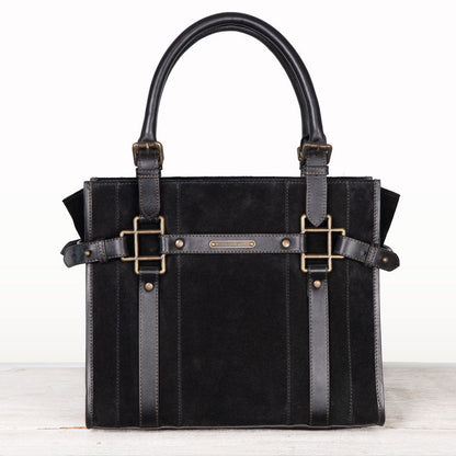 Urban Equestrian  Paddock -  Halter Tote Luxury Leather Handbag in Black on Black