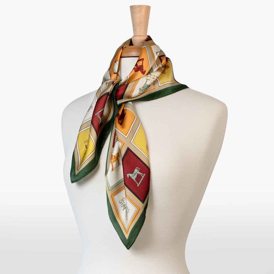 Urban Equestrian  Pony Club - Stylized Equestrian Scarf in Hunter Green, Wine & Amber