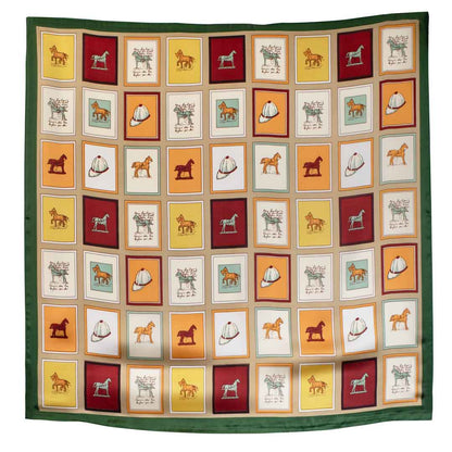 Urban Equestrian  Pony Club - Stylized Equestrian Scarf in Hunter Green, Wine & Amber