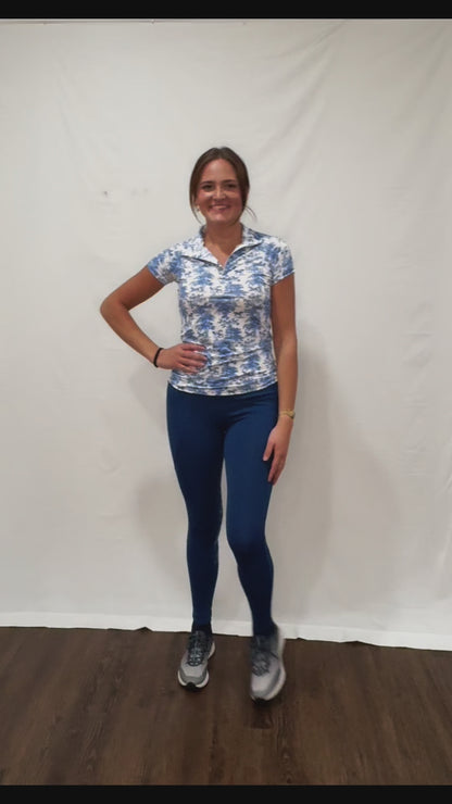 Dapplebay Equestrian Toile 1/4 Zip Short Sleeve Riding Top