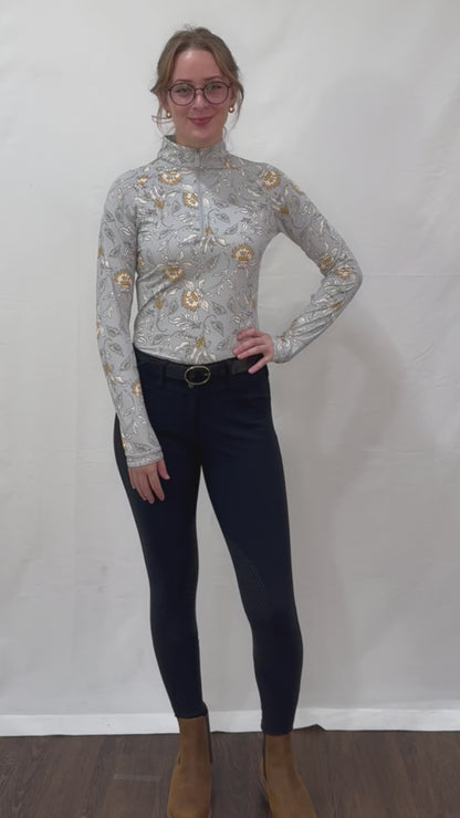 Kastel Long Sleeve Dove Vintage Jacobean 1/4 Zip Sun Shirt