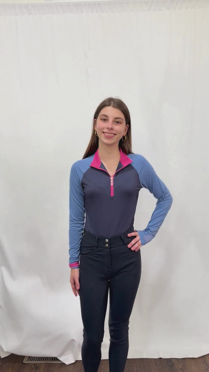 Kastel Women's Color Block Long Sleeve 1/4 Zip Sun Shirt