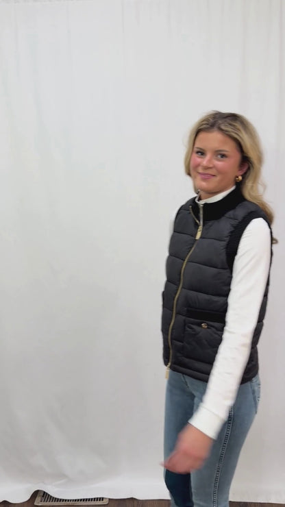 Kastel Women's Quilted Vest With Gold Zipper