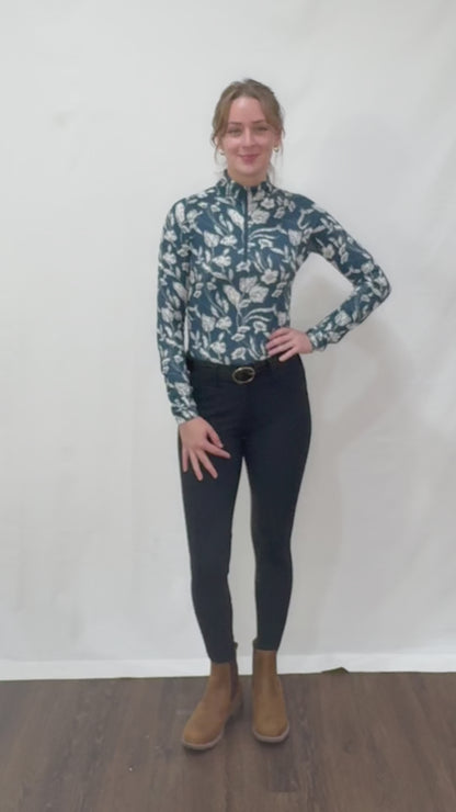 Kastel Sailor Blue French Tulip Long Sleeve 1/4 Zip Sun Shirt