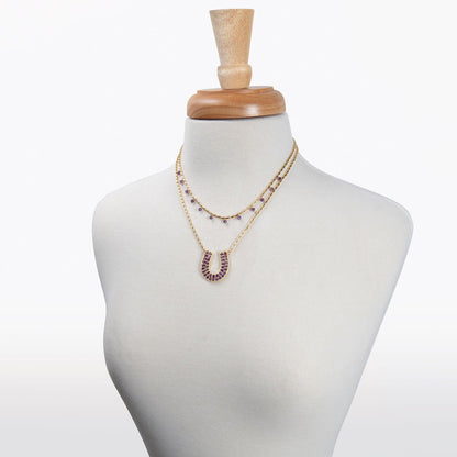 Urban Equestrian  Prism - Amethyst Equestrian Horseshoe Necklace Or Choker
