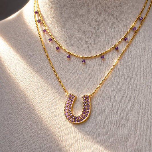 Urban Equestrian  Prism - Amethyst Equestrian Horseshoe Necklace Or Choker